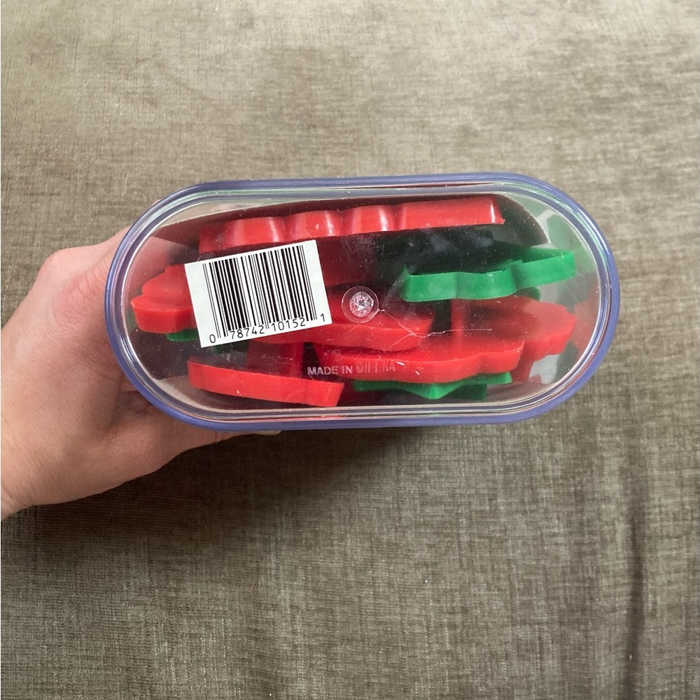 Vintage Wal-Mart Holiday Cookie Cutters Set of 10 Red Green Plastic No. 163 - Picture 3 of 6